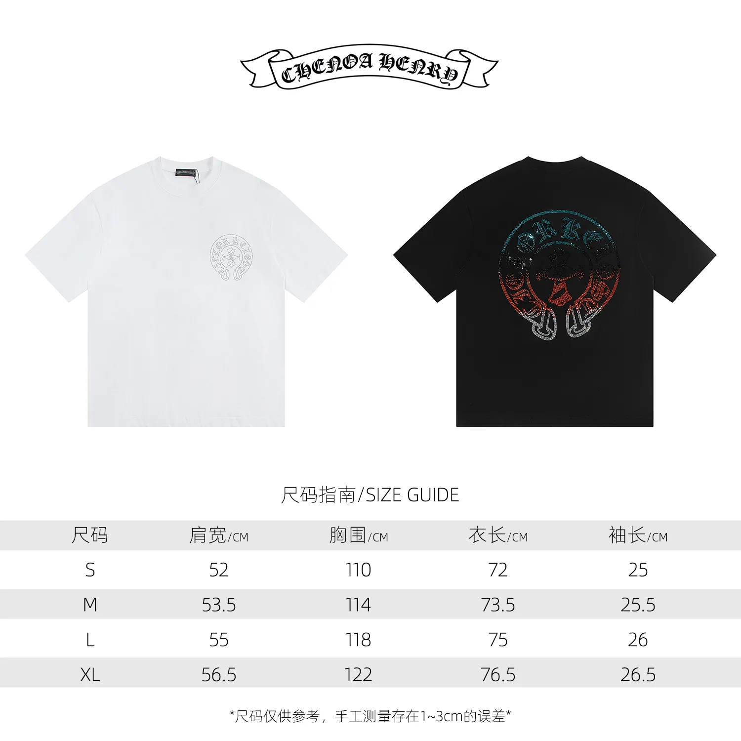 🅿️170 Style: 2025 new Croix heart hot diamond short-sleeved T-shirt Material: high version 300g double yarn combed cotton Size: S～XL Color: black Style number: Z028